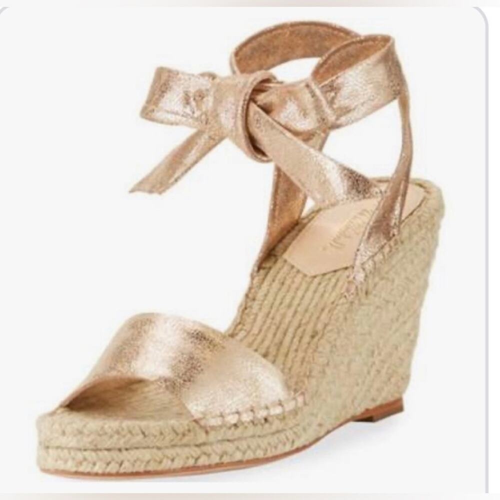 Loeffler Randall Metallic Rose Tone Gold Wedge Size 7.5 Espadrille * repaired
